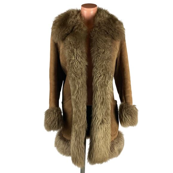 Genuine Shearling Sheepskin Penny Lane Leather Coat Made in Spain M-L - Picture 2 of 13